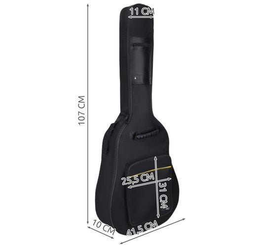 Gitarrentasche für klassische Gitarre 41 Zoll schwarz verstellbare Rucksackgurte