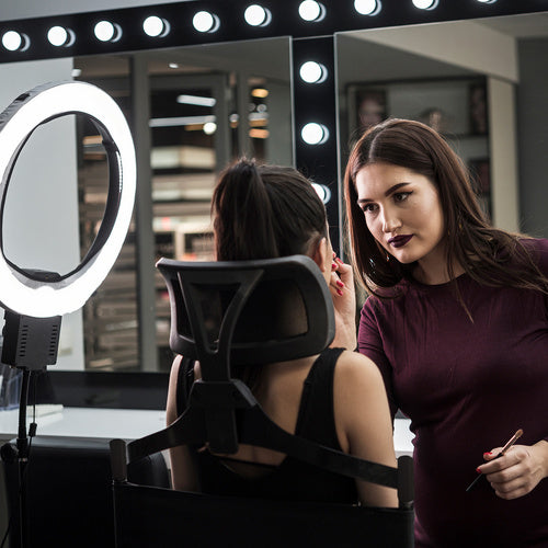 Schminkstuhl aus Aluminium mit Kopfstütze