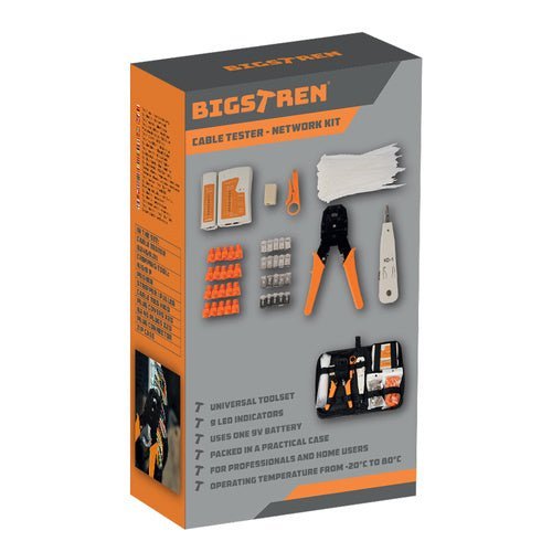 145 - tlg. Netzwerk - Kit mit Kabeltester und Werkzeug schwarz/orange - Easy2sell - Deluxe