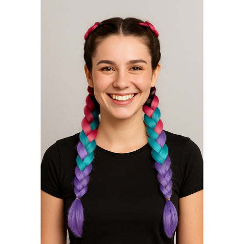 Kunsthaar-Ombre-Zöpfe rosa/ni/f W10341