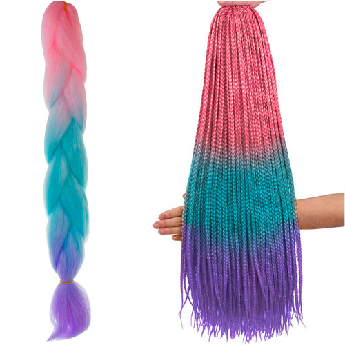 Kunsthaar-Ombre-Zöpfe rosa/ni/f W10341