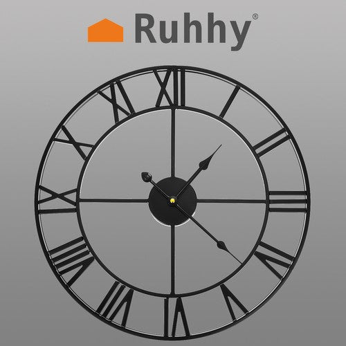 Wanduhr retro römische Ziffern schwarz 47 cm Metall skandinavisch dekorativ
