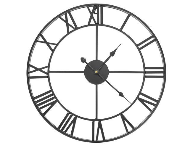 Wanduhr retro römische Ziffern schwarz 47 cm Metall skandinavisch dekorativ