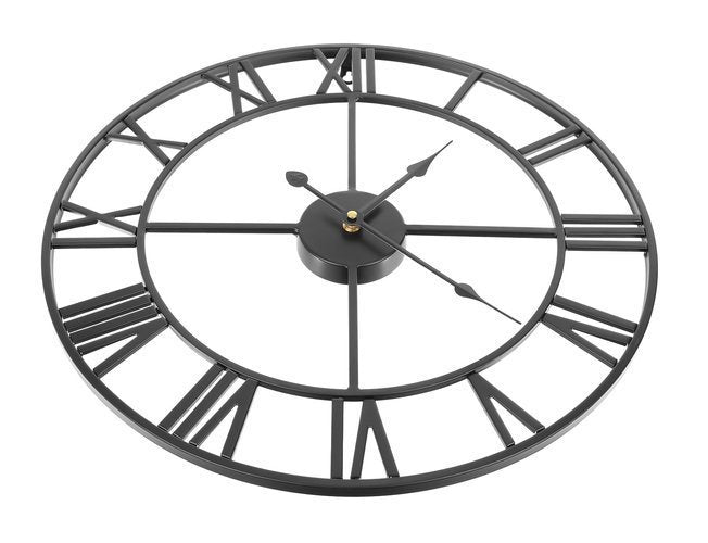 Wanduhr retro römische Ziffern schwarz 47 cm Metall skandinavisch dekorativ