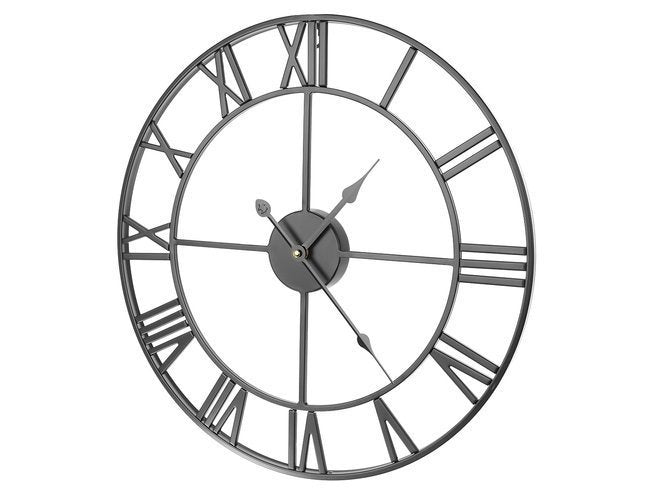 Wanduhr retro römische Ziffern schwarz 47 cm Metall skandinavisch dekorativ