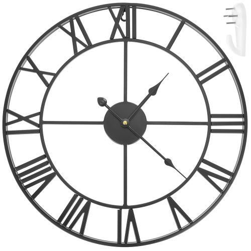 Wanduhr retro römische Ziffern schwarz 47 cm Metall skandinavisch dekorativ