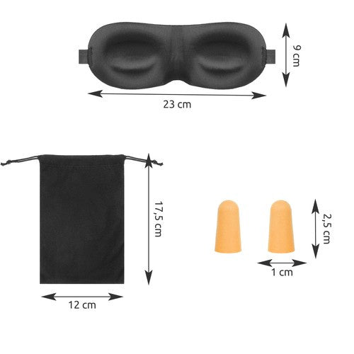 Schlafmaske 3D + Ohrstöpsel Schwarz ISO