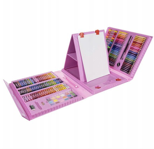Malset Kinderkoffer 208-teilig rosa Buntstifte Marker Wachsmalstifte Set