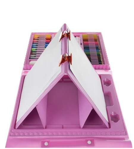 Malset Kinderkoffer 208-teilig rosa Buntstifte Marker Wachsmalstifte Set
