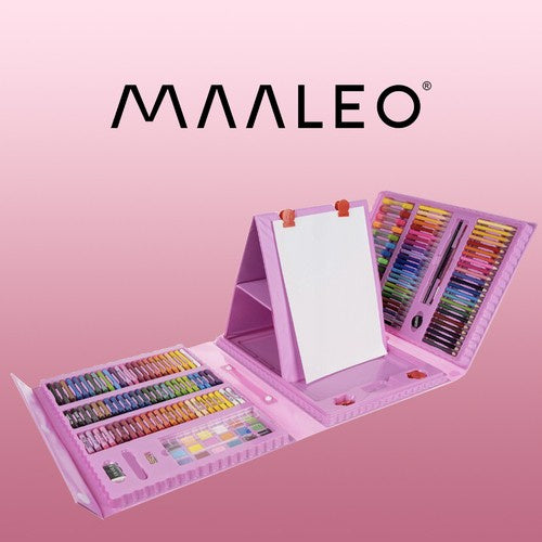 Malset Kinderkoffer 208-teilig rosa Buntstifte Marker Wachsmalstifte Set
