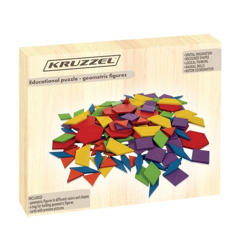 Geometrie Lernspiel Holzpuzzle Formen Farben 155 Teile 24 Karten Aufbewahrung