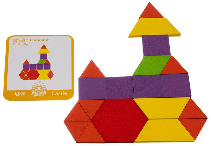 Geometrie Lernspiel Holzpuzzle Formen Farben 155 Teile 24 Karten Aufbewahrung