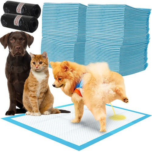 Trainingsunterlagen Hunde 33 x 45 cm 100 Stück 2 Rollen Kotbeutel blau weiß