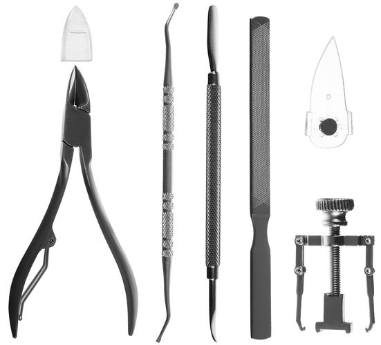 Nagelkorrekturset für eingewachsene Fußnägel 6-teilig Edelstahl Geschenkbox