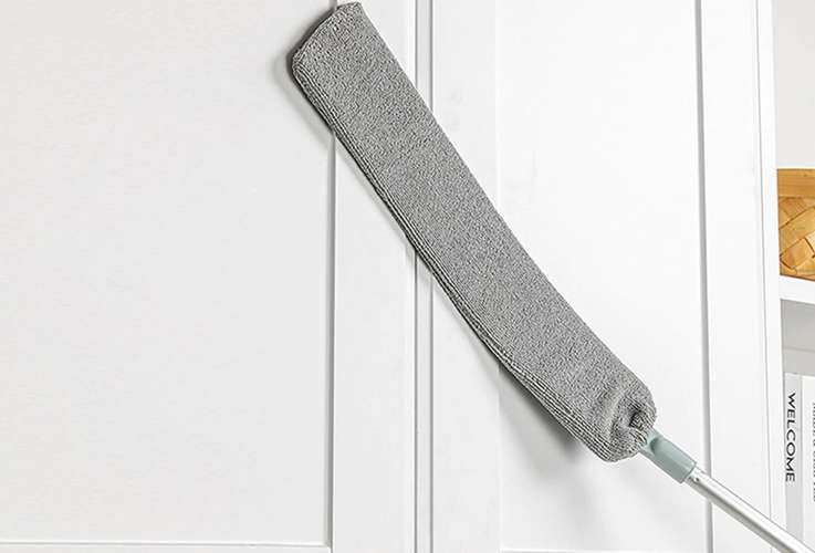 Teleskop-Staubwedel 2in1 Mikrofaser Edelstahl 84-250 cm grau/silber flexibel