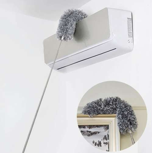 Teleskop-Staubwedel 2in1 Mikrofaser Edelstahl 84-250 cm grau/silber flexibel