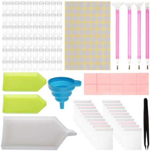 Diamantmalerei Werkzeugsatz XL Aufbewahrungskoffer 60 Gläser 29 x 19 x 7 cm Set