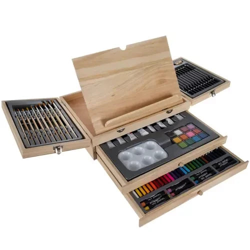 Malset im Koffer Kinder 83-teilig mit Staffelei Pinsel Acryl Aquarell Stifte