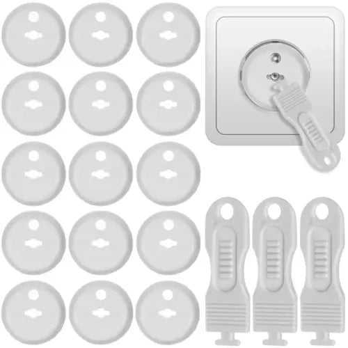 15x Kindersicherung  für Steckdose Steckdosensicherung 19223, Farbe:Weiß / white