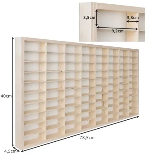 Holzregal für Spielzeugautos 80 Fächer Kiefer Sperrholz Wandmontage 78,5 cm