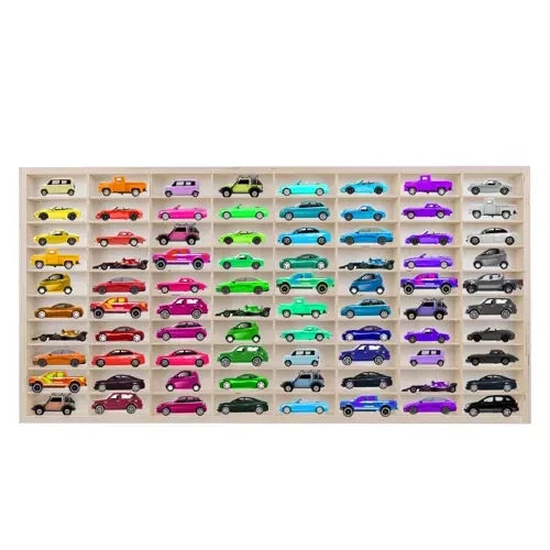 Holzregal für Spielzeugautos 80 Fächer Kiefer Sperrholz Wandmontage 78,5 cm