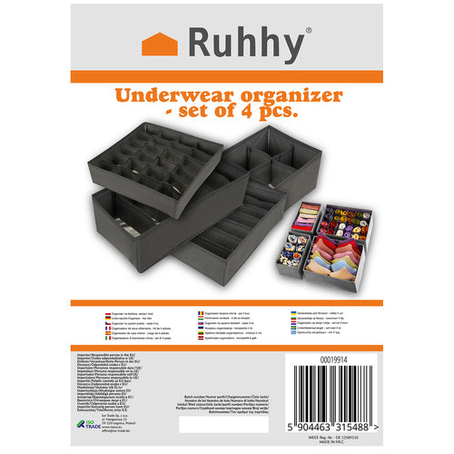 Unterwäsche-Organizer - 4er-Set. Ruhhy 19914