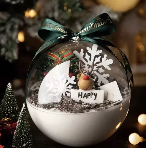 12 Stk Transparente Weihnachtskugel zum Befüllen Aufhängen Acrylkugel 8cm 20508