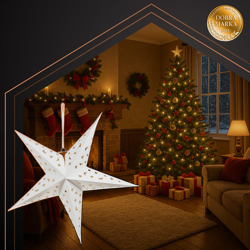 Papierstern Weihnachtsstern für innen 3D- 60cm Beleuchtet zum Aufhängen 20076