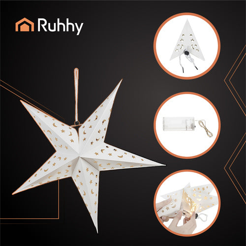 Papierstern Weihnachtsstern für innen 3D- 60cm Beleuchtet zum Aufhängen 20076