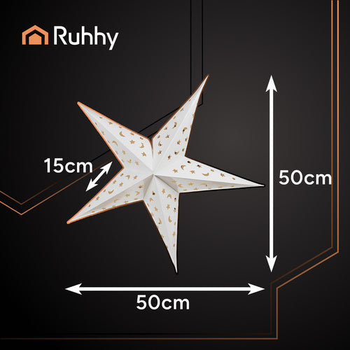 Papierstern Weihnachtsstern für innen 3D- 60cm Beleuchtet zum Aufhängen 20076