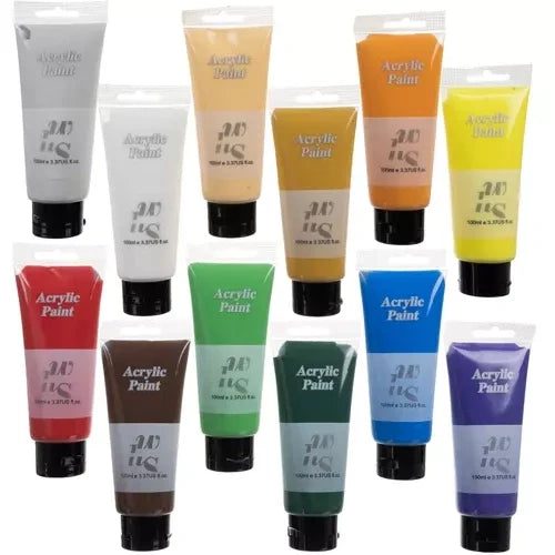 Acrylfarben Set 12 Stück 100 ml farbig ungiftig geruchlos für Kinder Künstler
