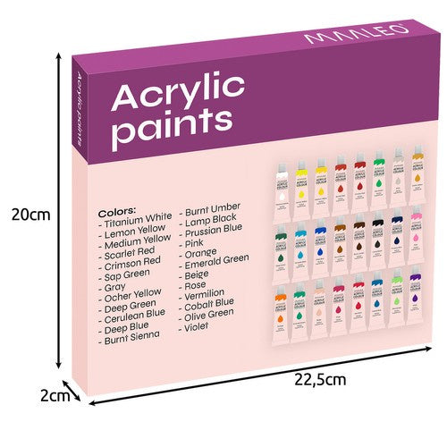 Acrylfarben 24 Stück - 12 ml. Maaleo 20363