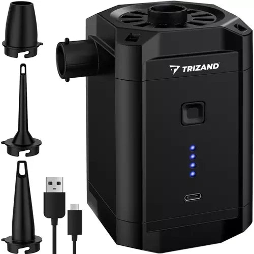 Luftpumpe kabellos Akku 5200 mAh USB-C 3 Aufsätze schwarz für Matratzen Camping