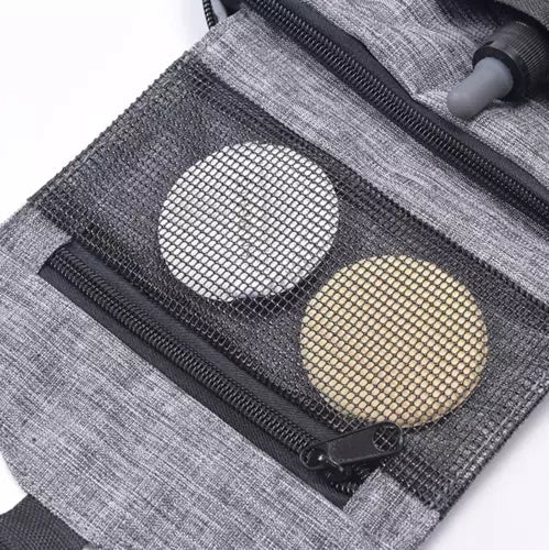 Kosmetiktasche Herren hängend mit Haken wasserdicht 3 Fächer grau Nylon Reise