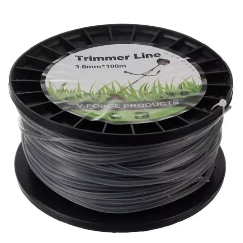 Trimmerfaden 3 mm 100 m quadratisch verstärkt Polyamid PA6 schwarz-transparent