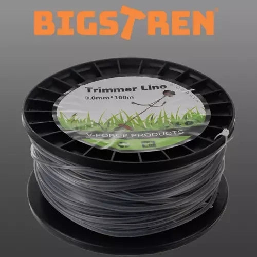 Trimmerfaden 3 mm 100 m quadratisch verstärkt Polyamid PA6 schwarz-transparent