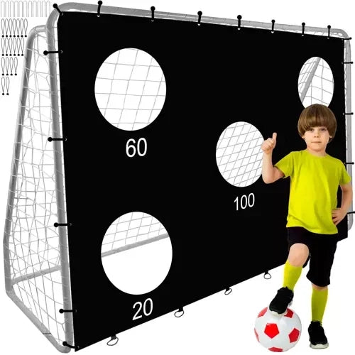 Fußballtor mit Zielmatte Stahlrahmen 170 x 240 x 85 cm Training Weiß Schwarz