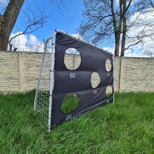 Fußballtor mit Zielmatte Stahlrahmen 170 x 240 x 85 cm Training Weiß Schwarz