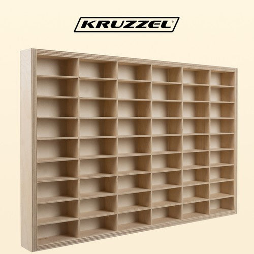 KRUZZEL Sammlervitrine Holz zu 80 Fächen 78,5 x 50 x 4,5 cm - Setzkasten Holz für Ihre Sammlung - Organisation Schaukasten für Autos - Matchbox Regal - Spielzeugauto Sufbewahrung 21997, Größe:54 Fächer