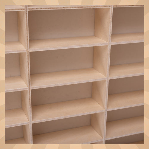 Holzregal Spielzeugautos 90 Fächer Naturholz Wandregal Organizer 78,5 x 50 cm