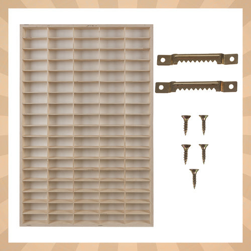 Holzregal Spielzeugautos 90 Fächer Naturholz Wandregal Organizer 78,5 x 50 cm