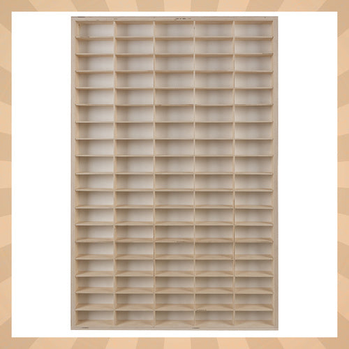 Holzregal Spielzeugautos 90 Fächer Naturholz Wandregal Organizer 78,5 x 50 cm