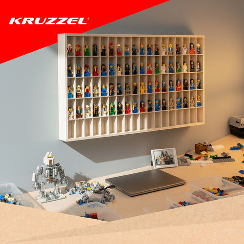 Holzregal Spielzeugautos 90 Fächer Naturholz Wandregal Organizer 78,5 x 50 cm