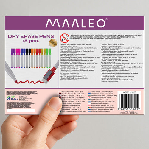 Trocken abwischbare Marker – Set mit 16 Stück. Maaleo 21647