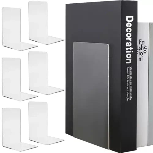 Buchstützen Acryl 6er Pack glasklar transparent 18,5x12x12 cm Regal Büro Zuhause