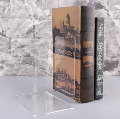 Buchstützen Acryl 6er Pack glasklar transparent 18,5x12x12 cm Regal Büro Zuhause