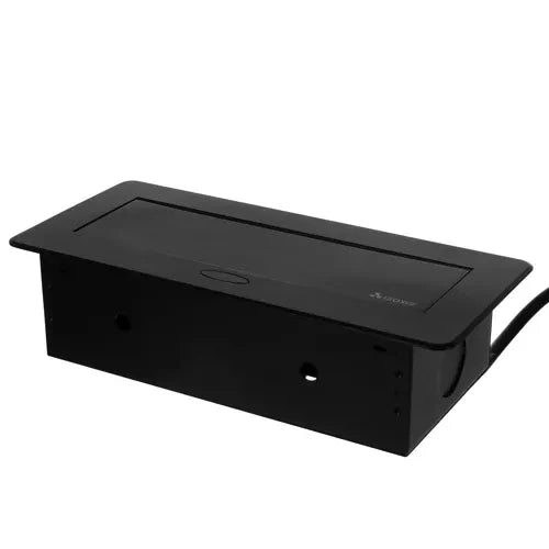 Einbausteckdose 2-fach Schuko 2x USB Tischplatte Schwarz Aluminium 230V EU