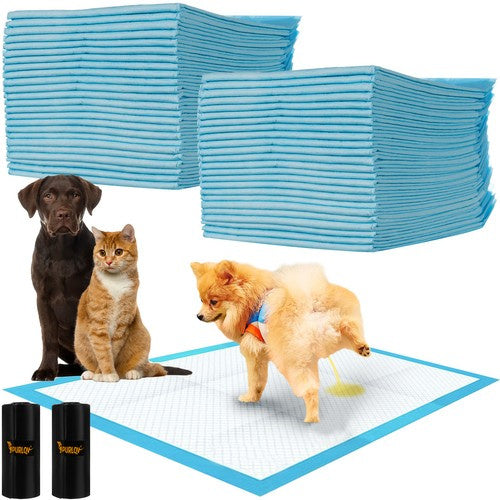 Purlov Trainingsunterlagen für Hunde 60 x 90 cm + 2 Beutel Inkontinenz Bettunterlage für Tiere - Hundezubehör und Welpen - Hundeklo für Zuhause 21602, Menge:50 Stück