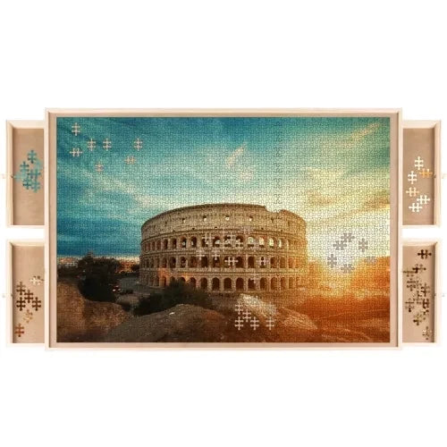 Puzzletisch Holz mit 4 Schubladen 89x69 cm Puzzlebrett Kiefer MDF braun stabil