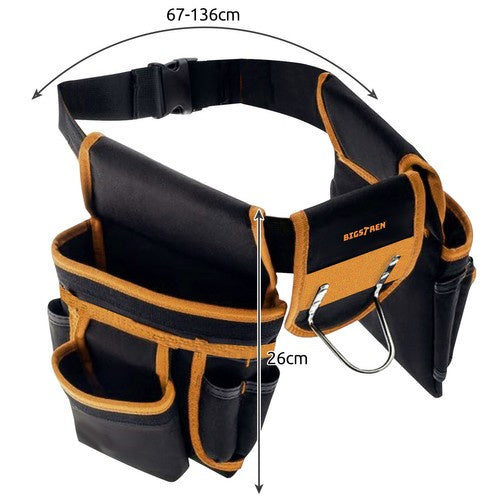 Werkzeuggürtel 22 Taschen 2 Schlaufen Hammerhalter 600D Oxford schwarz gelb